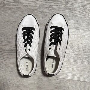 Torrid Quilted White Sneakers with Black Accents